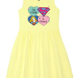 Wear Your Mind Girls Supergirl Printed Fit and Flare Cotton Dress-image-71