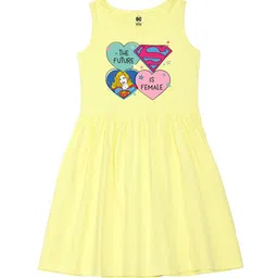 Wear Your Mind Girls Supergirl Printed Fit and Flare Cotton Dress-image-78