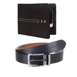 MARKQUES Men Black Solid Leather Accessory Gift Set-image-74