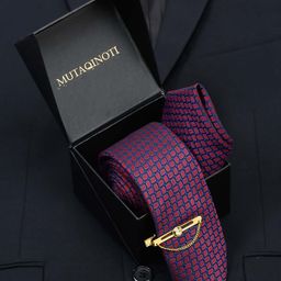 MUTAQINOTI Men Silk Necktie Accessory Gift Set-image-74