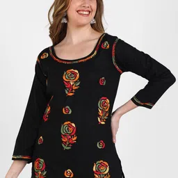 VAHSON Ethnic Motifs Embroidered Chikankari Kurti-picture-17
