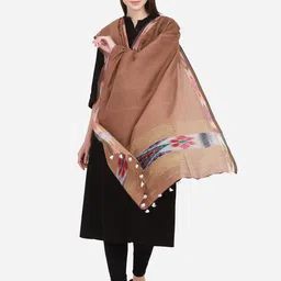THE WEAVE TRAVELLER Bronze-Toned & Off White Woven Design Pure Cotton Dupatta-52