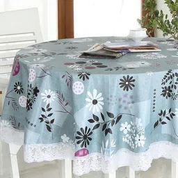 Homerz Blue Floral Round 4-Seater Table Cover-22