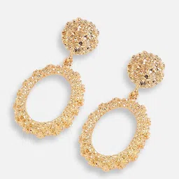 SOHI Gold-Plated Circular Shaped Drop Earrings image 2