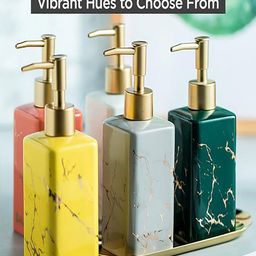 Kuber Industries Green Abstract Printed Ceramic Liquid Soap Dispenser 320 ml image 3