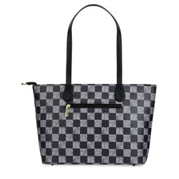 Bellissa Grey Checked PU Structured Tote Bag image 2