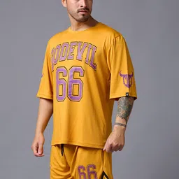 GO DEVIL Printed Round Neck T-Shirt With Printed Shorts image 4