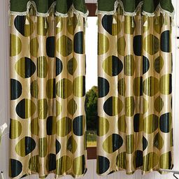 Cortina Green Set of 2 Printed Window Curtain-3