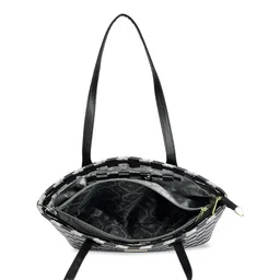 Bellissa Grey Checked PU Structured Tote Bag image 3