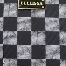 Bellissa Grey Checked PU Structured Tote Bag image 4