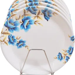 Unbreakable Round Melamine Floral Printed Dinner Plates for Kitchen Use (Multicolour) Sizzler Tray-16
