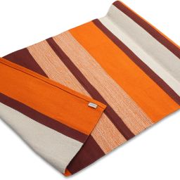 Rug Anti Skid Mat For Exercise ,Yoga, Meditation Cotton Yoga Mat- Stripe Pattern Orange 4 mm Yoga Mat-image-16
