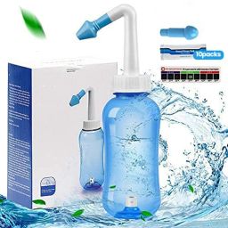 Neti Pot Sinus Rinse Bottle Nasal Irrigation for Adults Kids 300ml with 10 Salts Manual Nasal Aspirator-39