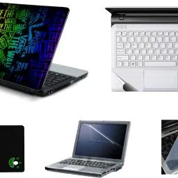 Mitram 5in1 Laptop Accessories Combo 15.6 Inch Written Graffiti laptop Skins Stickers, Screen Guard, Key Guard, Mouse Pad and Palmrest Skin for HP-DELL-Lenovo-Asus-Acer Laptops || Notebooks Combo Set-19