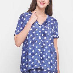 Nick&Jess Women Blue & White Printed Pure Cotton Night suit-image-23