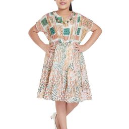Peppermint Girls Floral Printed Extended Sleeves Fit & Flare Dress-image-68