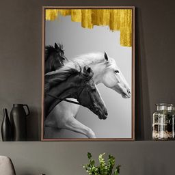 Art Street Black & White Horse Painting Canvas Wall Art-image-69