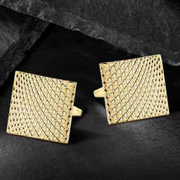 Peora Gold-Plated Textured Square Shape Cufflinks Set-43