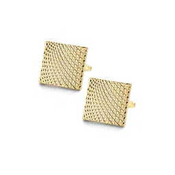 Peora Gold-Plated Textured Square Shape Cufflinks Set image 4