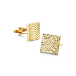 Peora Gold-Plated Textured Square Shape Cufflinks Set image 3