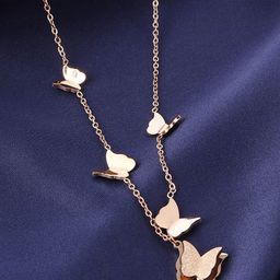MYKI Rose Rose Gold-Plated Butterfly Necklace-image-44