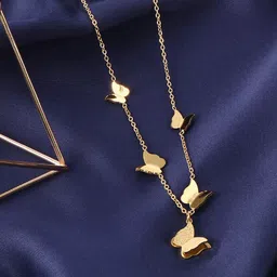 MYKI Pretty long Butterfly Gold-Plated Necklace-56