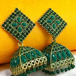 Fashion Frill Gold-Plated Dome Shaped  Jhumkas Earrings-image-87