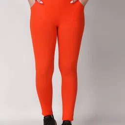 Keepfit Women Orange Slim fit Ankle Length Tights-picture-1