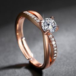 MYKI Rose Gold-Plated CZ-Studded Finger Ring-16