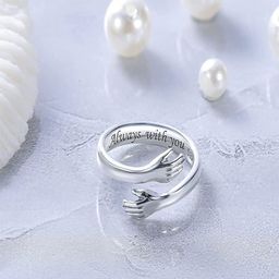 UNIVERSITY TRENDZ Women Silver Plated Hugging Hand Adjustable Ring-27