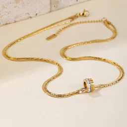 MYKI Gold-Plated CZ-Studded Pendant With Chain-48