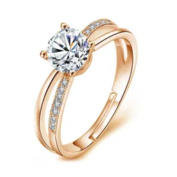 MYKI Rose Gold-Plated CZ-Studded Finger Ring image 2