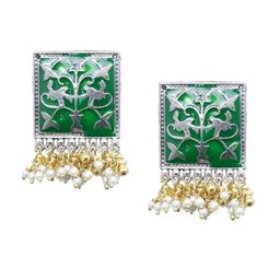 VAGHBHATT Silver Plated Square Studs Earrings image 5