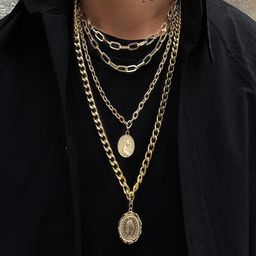 AQUASTREET Men Gold-Toned Gold-Plated Layered Necklace-32