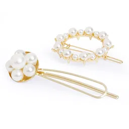 20Dresses Women Set of 2 Gold-Toned & White Embellished Bobby Pins-23