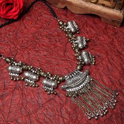 Moedbuille Gold-Toned & Silver-Toned Brass Gold-Plated Oxidised Necklace-image-57
