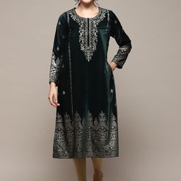 Biba Yoke Design Foil Printed Straight Pure Cotton Kurta-7