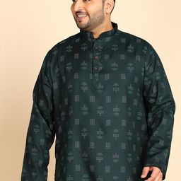 Sztori Plus Size Geometric Printed Mandarin Collar Short Kurta-31