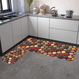 Bajo's Brown & Yellow 2 Pcs Digital Printed Kitchen Mats-7