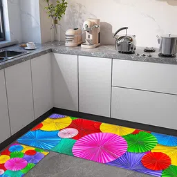 Bajo's Pink & Yellow 2 Pcs Digital Printed Kitchen Mats-4