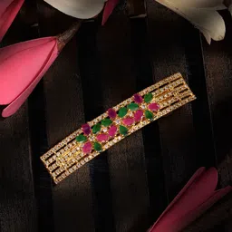 Saraf RS Jewellery Women Gold-Toned & Maroon French Barrette Hair Clip-image-73