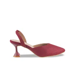 Metro Pointed Toe Textured Block Mules With Backstrap image 5