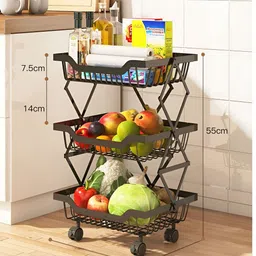 UMAI Black Collapsible Three Layer Kitchen Organisers-38