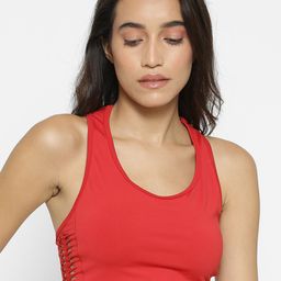 FOREVER 21 Red Solid Non-Wired Non Padded Workout Bra-picture-17
