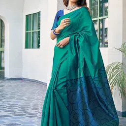 Satrani Woven Design Zari Silk Blend Banarasi Saree-50