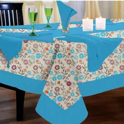 Lushomes Set Of 8 Multicoloured Flower Printed 6 Seater Regular Table Linen Set image 1