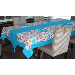 Lushomes Set Of 8 Multicoloured Flower Printed 6 Seater Regular Table Linen Set image 2