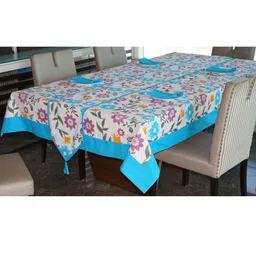 Lushomes Set Of 8 Multicoloured Flower Printed 6 Seater Regular Table Linen Set image 3
