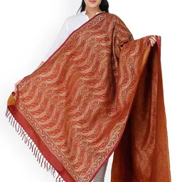 Exotic India Ethnic Motifs Woven Designed Silk Shawl-image-3