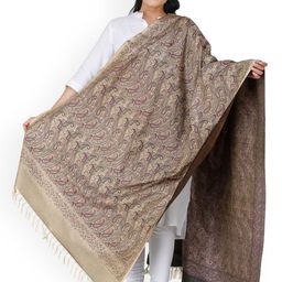 Exotic India Paisley Woven Design Banarasi Shawl-image-44
